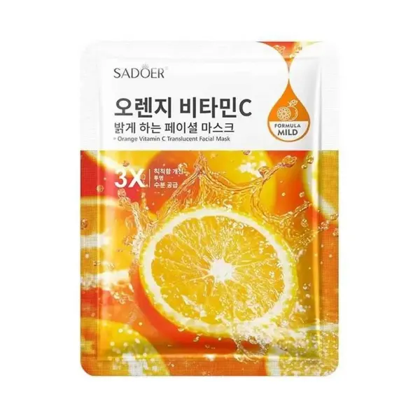 ORANGE Vitamin C Translucent Facial Mask, Sadoer (апельсин осветляющая тканевая маска для лица с витамином С), 25 мл.