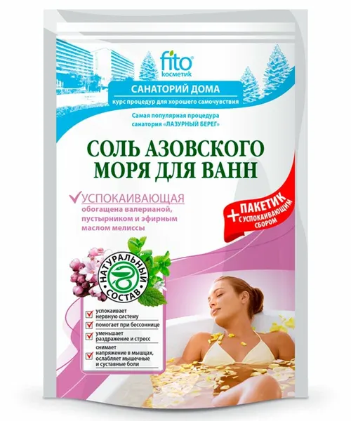 Fito Косметик, Соль для ванн Азовского моря, "Успокаивающая", 500гр