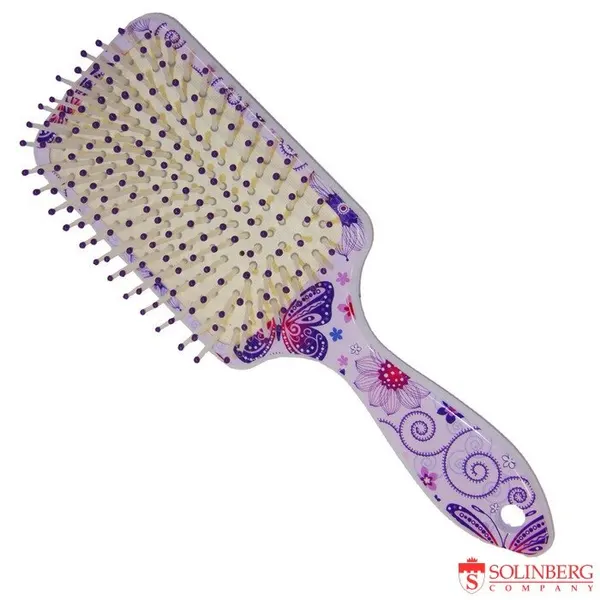 Щетка массажная Salon Professional 69087B "Print", пластиковая, зубцы - пластиковые штифты, L 220 мм.