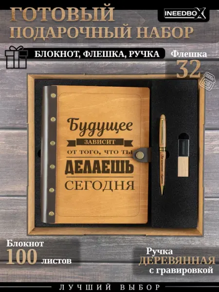 Подарочный набор ежедневник в подарок INEEDBOX