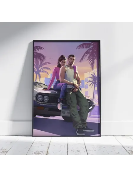 Плакат ГТА (VI - Люси и Джейсон 1) - Постер A4 30x21 см HEAVEN POSTER