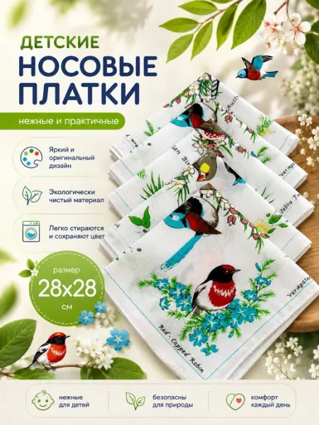 Носовые платки детские набор 5шт WELLER