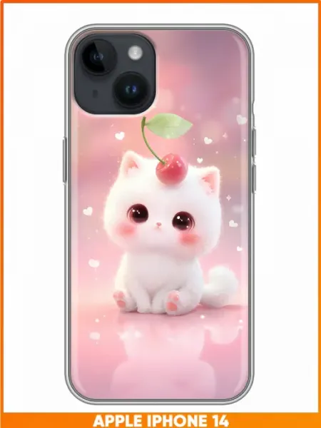Чехол на Iphone 14 с принтом Котенок с вишней Case Face