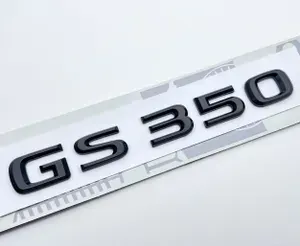 Эмблема GS350 черная глянцевая для Lexus на багажник / заднюю дверь (значок, шильдик, буквы, надпись)