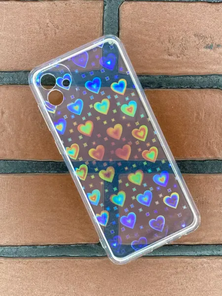 Переливающийся чехол на Samsung а04 Самсунг а04 с сердечками Max Case