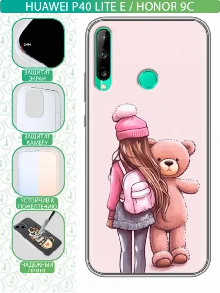 Чехол на Huawei P40 Lite E с принтом Мишка inThisCase
