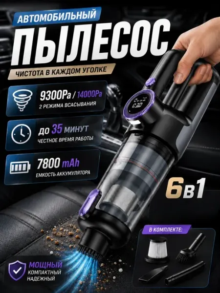 Пылесос для автомобиля ручной беспроводной TimDay
