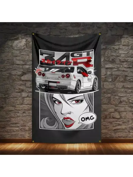 RoniCroker Флаг плакат баннер JDM Nissan Skyline GTR R34 Ниссан