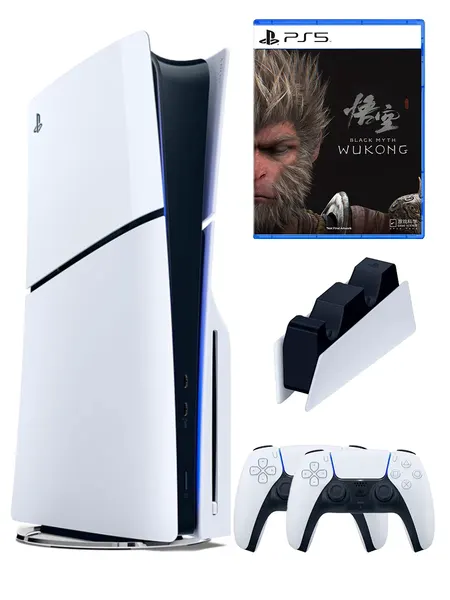 PS5 (ПС5) Игровая приставка Sony PlayStation 5 Slim disk+2-й геймпад(белый)+зарядное+Black Myth: Wukong , 1000 ГБ