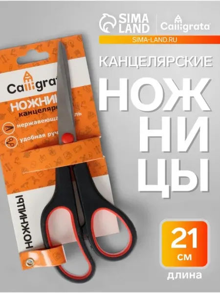 Эргономичные ножницы канцелярские с пластиковыми ручками, 2 Лавка