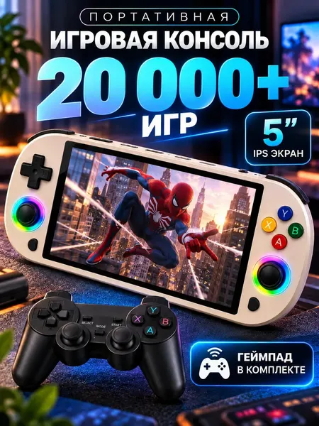 Портативная игровая приставка ретро консоль 20000+ игр 5″ IPS для телевизора HDMI с геймпадом