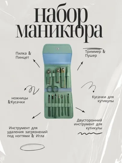 Маникюрный набор, инструменты для маникюра, набор ногтей и кусачка