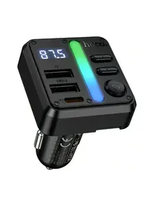 FM-трансмиттер автомобильный адаптер USB-C и USB-A Hoco E89 Black зарядка PD 30W QC3.0 плеер BT - чёрный