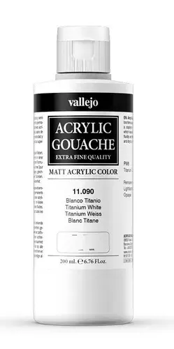 Акриловая гуашь Vallejo 11.090 Titanium White / Белила титановые 200мл