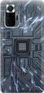 Силиконовый чехол на Xiaomi Redmi Note 10 Pro / Сяоми Редми Ноут 10 Про с принтом "Синяя микросхема"
