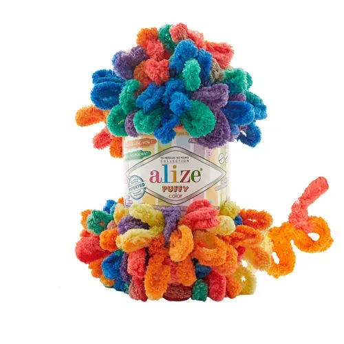 Пряжа ALIZE Puffy color, АЛИЗЕ Пуффи колор, (6511), 5 мотков, 9 м/100 г, 100% микрополиэстер