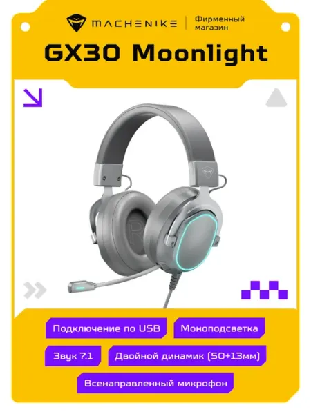 Machenike Игровые проводные наушники GX30 Moonlight JJ02GC00HRU