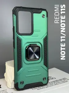 Чехол на Redmi Note 11 / Note 11S (Чехол Редми Нот 11 / Нот 11С) противоударный, с магнитным кольцом, зеленый