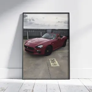 Плакат на стену для интерьера Культовые машины (Fiat 124 Spider 4) - Постер по легендарным и классическим ретро автомобилям формата А3 (30x42 см)