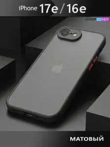 Чехол для iPhone 17e и 16e с защитой камеры, черный / Матовый чехол на Айфон 17е и 16е с покрытием Soft Touch