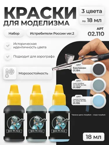 Набор красок Jim Scale: Истребители России ver.2 3 цвета