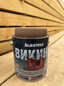 АКВАТЕКС ВИКИНГ Орех (2,5 л) Гибридный (Акрил - без запаха + Алкид - глубокое окрашивание древесины) антисептик с воском, ПОЛУМАТОВЫЙ блеск покрытия, Рогнеда