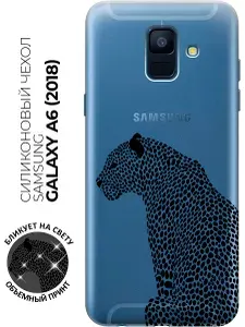 Силиконовый чехол на Samsung Galaxy A6 (2018) с принтом "Леопардовая мозаика" прозрачный