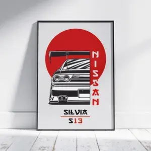 Плакат на стену для интерьера ЖДМ (Nissan Silvia 27) - Постер по японским машинам JDM формата А4 (21x30 см)