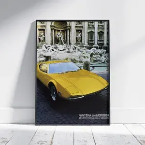 Плакат на стену для интерьера Культовые машины (De Tomaso Pantera 3) - Постер по легендарным и классическим ретро автомобилям формата А4 (21x30 см)