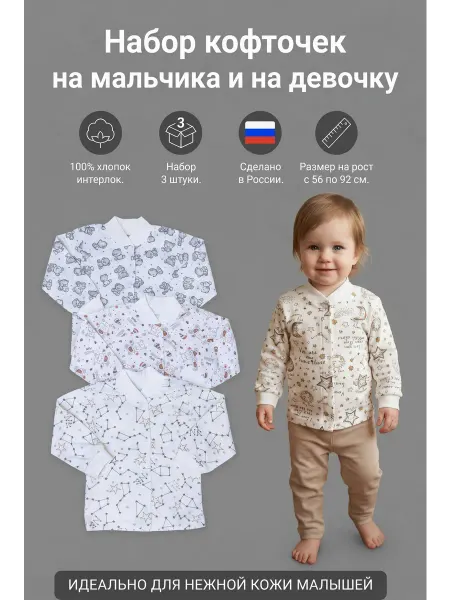 HAGA Кофточки для малышей и новорожденных без начеса, интерлок
