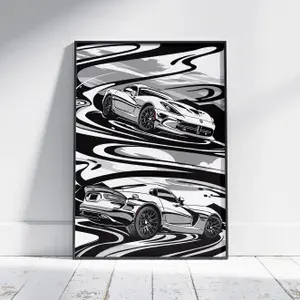 Плакат на стену для интерьера Спорткар (Dodge Viper 3) - Постер по спортивным гоночным машинам автомобилям формата А3 (30x42 см)