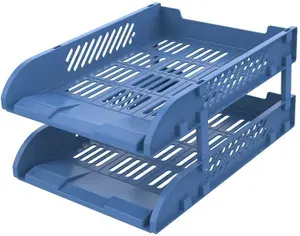 Лоток для бумаг Deli горизонтальный сборный 325x241x155мм синий пластик (E9212 BLUE)