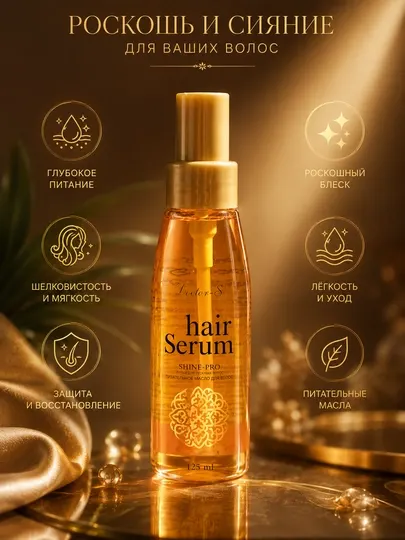 Питательная сыворотка-масло для волос Hair Serum Shine-Pro с натуральными маслами, 125 мл
