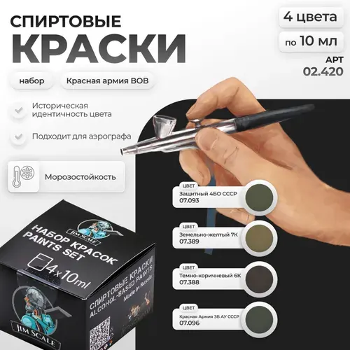 Набор спиртовых красок Jim Scale: Красная армия ВОВ 4 цвета
