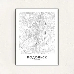 Постер карты города "Подольск", 40х50см (без рамы)