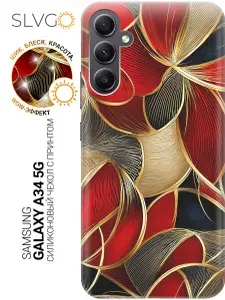 Силиконовый чехол на Samsung Galaxy A34 5G с принтом Золотой цветок страсти, trn