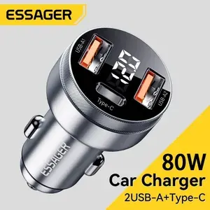 Разветвитель гнезда прикуривателя, Автомобильное зарядное устройство USB Type-C PD, 80Вт