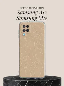 Чехол на Samsung A12 / Samsung M12 с принтом Линейные силуэты