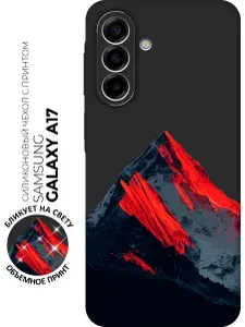 Силиконовый чехол на Samsung Galaxy A17 с принтом "Величественный закат в горах" матовый черный