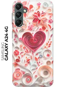 Силиконовый чехол на Samsung Galaxy A24 с принтом "Сердце и цветы"