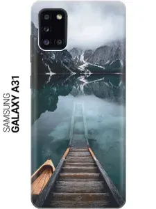 Силиконовый чехол на Samsung Galaxy A31 / Самсунг А31 с принтом "Горы, озеро, облака"