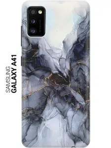 Ультратонкий силиконовый чехол-накладка для Samsung Galaxy A41 с принтом "Черно-белый мрамор"
