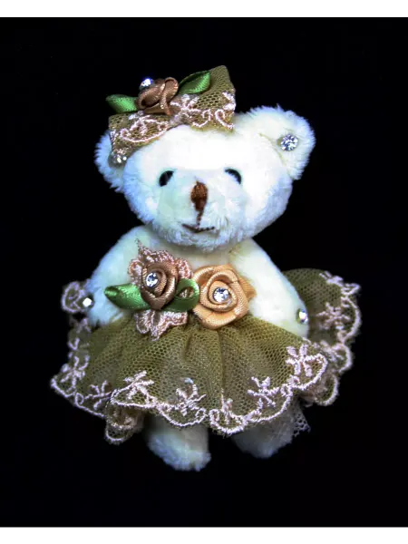 HAND MADE-BERKUT Игрушка мягкая, брелок Мишка в мятном кружеве