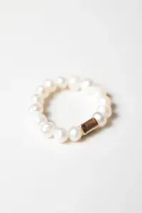 Кольцо с искусственным жемчугом и бусиной золотого цвета, бижутерия, SHANY handmade jewelry