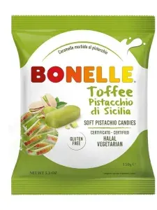Конфеты мягкие тоффи с фисташками из Сицилии без глютена Bonelle 150 гр.
