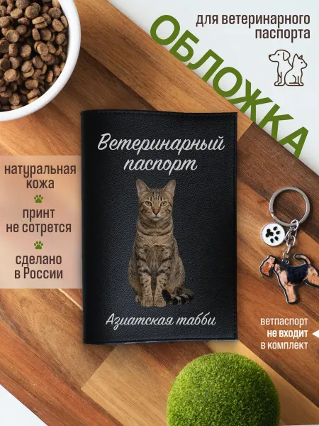 Russian.Handmade Обложка на ветеринарный паспорт для кошек Азиатская табби