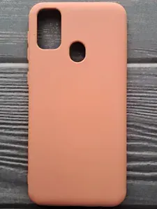 Силиконовый чехол для Samsung Galaxy M21 Silicone case,бархат внутри, без логотипа, персик