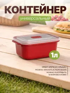 Пластиковый контейнер DDStyle 1 л универсальный, пищевой с клапаном