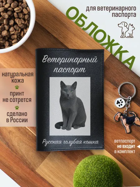 Russian.Handmade Обложка на ветеринарный паспорт Русская голубая кошка