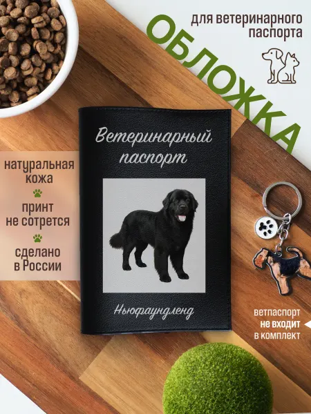 Russian.Handmade Обложка на ветеринарный паспорт для собак Ньюфаундленд